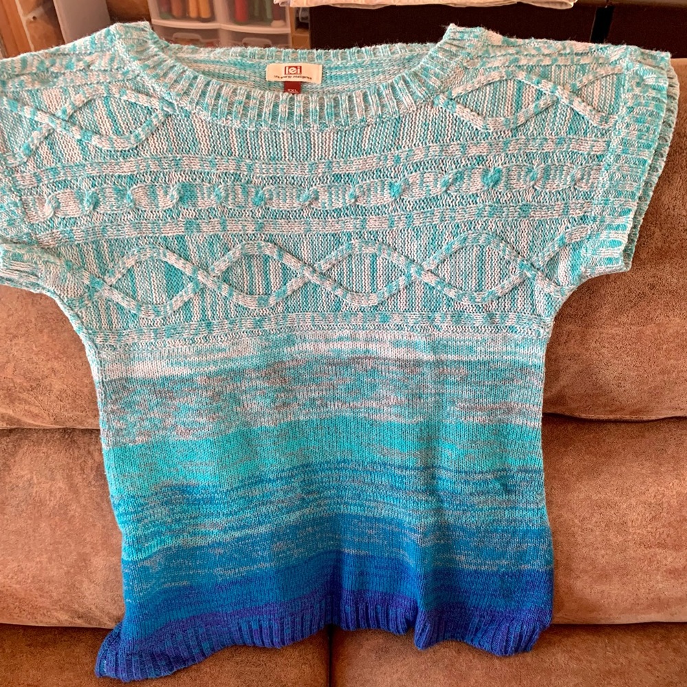 Turquoise Multicolored Pullover Sweater
